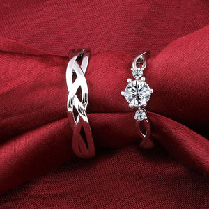 Silverplated Adorable His And Her Adjustable Proposal Couple Ring For Men And Women Jewellery