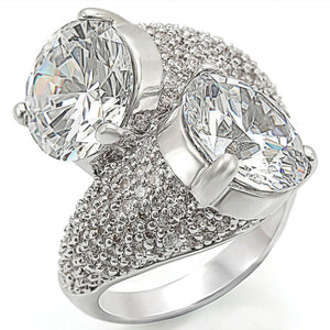 1W015 Rhodium Brass Ring with AAA Grade CZ in
