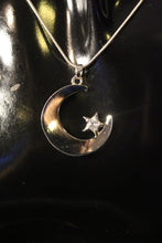 Load image into Gallery viewer, 925 Sterling Silver Half moon with Star Necklace