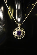 Load image into Gallery viewer, 925 Sterling Silver Pendant with Purple Stone Necklace