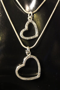 925 Sterling Silver Double Chain/Heart Pendant Necklace