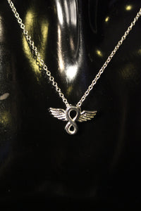 925 Sterling Silver Infinity Symbol with Wings Necklace