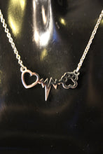 Load image into Gallery viewer, Stainless Steel Heartbeat with Paw Necklace