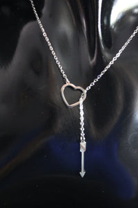 Stainless Steel Heart with Arrow Necklace