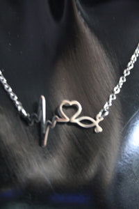 Stainless Steel Heartbeat with Stethoscope Necklace