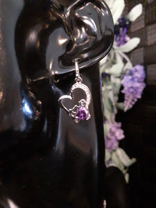 925 Sterling Silver "Love" Heart with Diamond Necklace and Earrings set