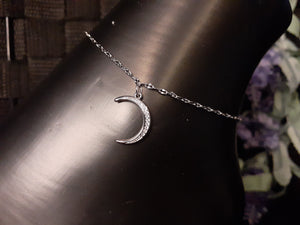 925 Sterling Silver Half Moon Anklet