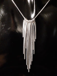 925 Sterling Silver Tassel Necklace and Earrings set