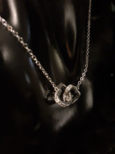 Load image into Gallery viewer, 925 Sterling Silver Double Hearts Necklace with White Cubic Zirconia Stones