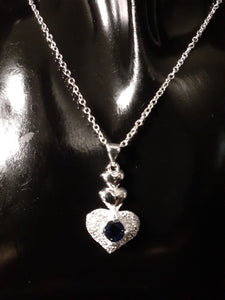 925 Sterling Silver Heart Necklace and Earrings set