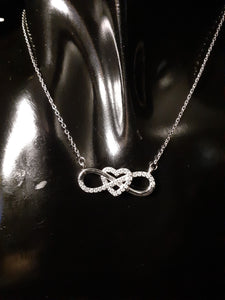 925 Sterling Silver Heart with Infinity Symbol Necklace