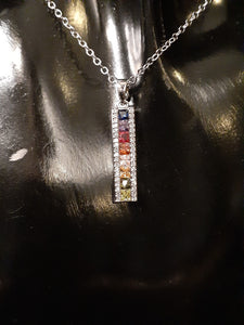 925 Sterling Silver Multi Color Stones Necklace