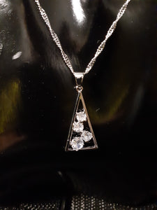 925 Sterling Silver Triangle Necklace and Earrings set