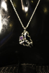 925 Sterling Silver Butterfly with purple stone Necklace