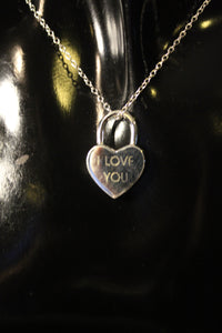 925 Sterling Silver "I LOVE YOU" Heart/Lock Necklace