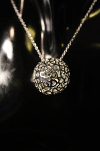 925 Sterling Silver Hollow Out Ball Necklace