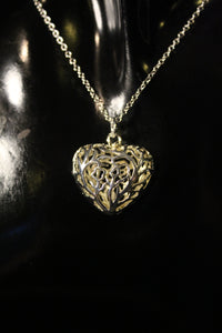 925 Sterling Silver Hollow Heart Pendant Necklace