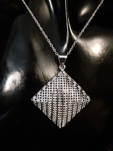 925 Sterling Silver Square Pendant Necklace