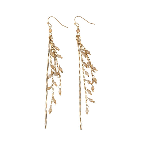 Long Gold Chains with Champagne Crystal Earrings