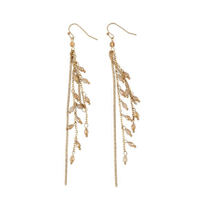 Long Gold Chains with Champagne Crystal Earrings