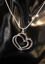 Load image into Gallery viewer, 925 Sterling Silver Double Heart Necklace and Earrings set