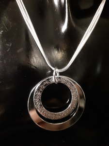 925 Sterling Silver Circles Pendant on 3 chains