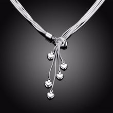 Load image into Gallery viewer, 925 Sterling Silver Long Tassel Five Hearts Necklace