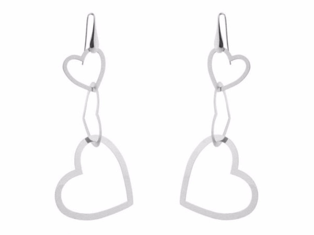 Sterling Silver Lovers Hearts Earrings